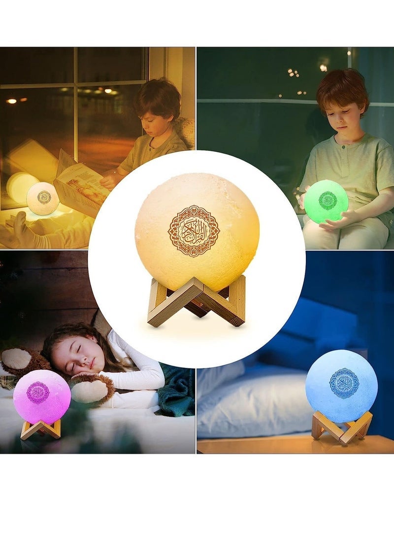 Moon Lamp Quran Speaker - Kids Night Light Galaxy Lamp 7 Colors LED 3D Star Moon Light with Stand, Remote & Touch & APP Control, USB Rechargeable Quran Recitation Eid Mubarak hajj Gifts - Image 5