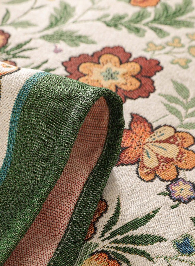 Dimatic Stylish Cotton Linen Rectangular Tablecloth for Kitchen Dining Table, Holiday Party Decorations Table Cover, Floral Green, 55 x 118 Inches - Image 5