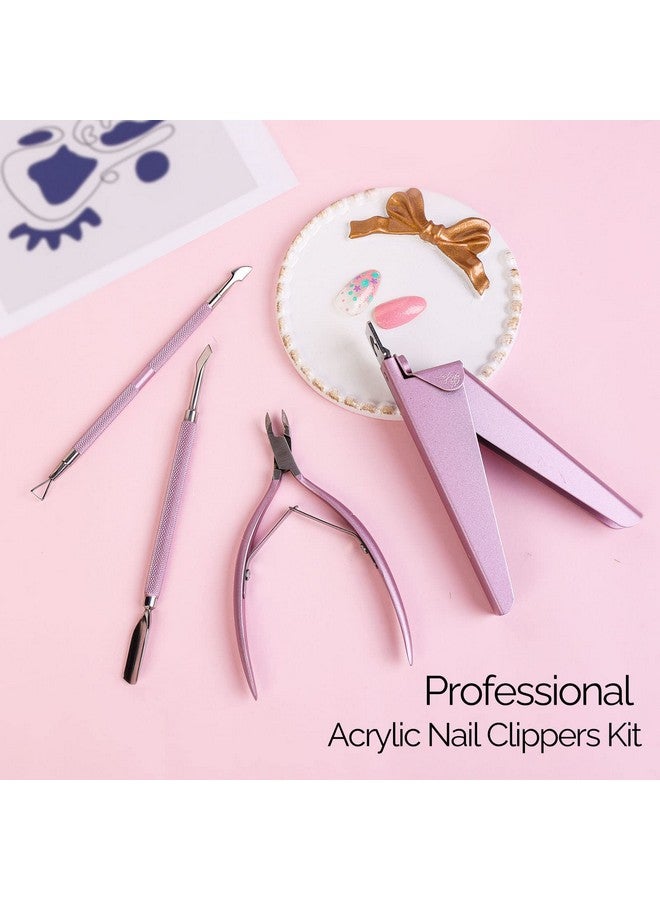 ميلودي سوزي مجموعة قواطع أظافر أكريليك 4 في 1، قواطع أظافر قابلة للتعديل من الفولاذ المقاوم للصدأ لأطراف أظافر الأكريليك، قاطعة بشرة احترافية ومزيلة للبشرة، وردي - Image 2
