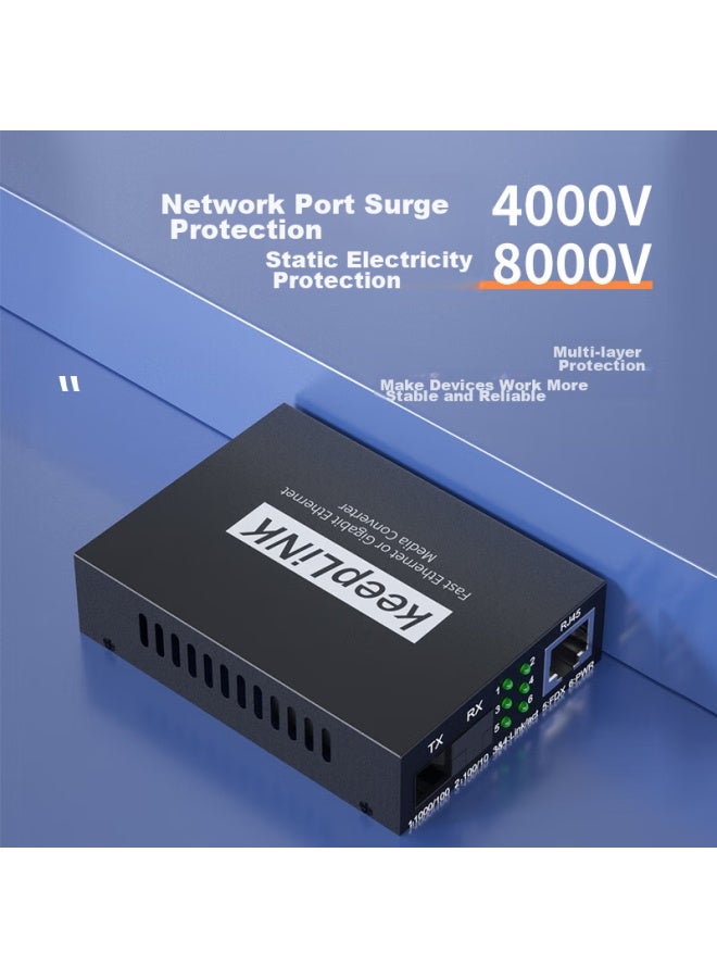 Keeplink Kp-9000 Fiber Optic Transceiver, 100mbps, One Pair, Single-mode Single-fiber Optical-electrical Converter, 20km, Sc Interface - Image 5