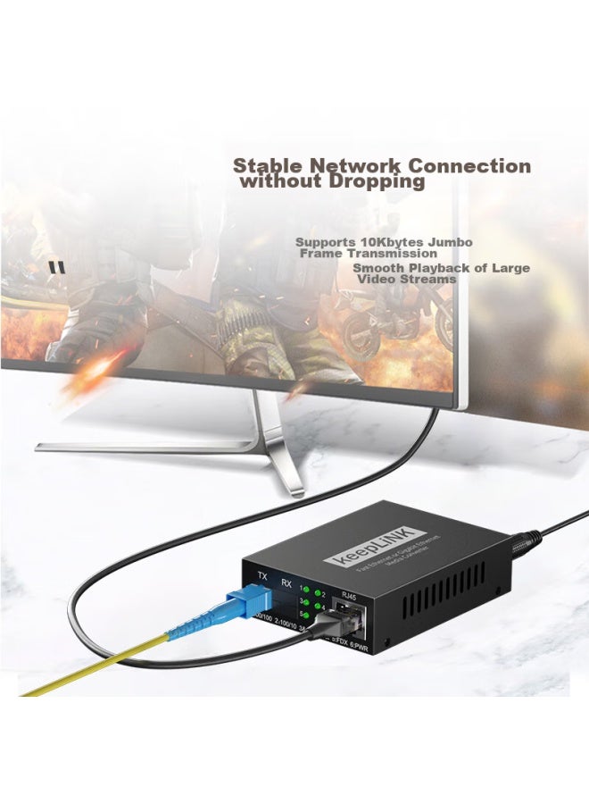 Keeplink Kp-9000 Fiber Optic Transceiver, 100mbps, One Pair, Single-mode Single-fiber Optical-electrical Converter, 20km, Sc Interface - Image 4
