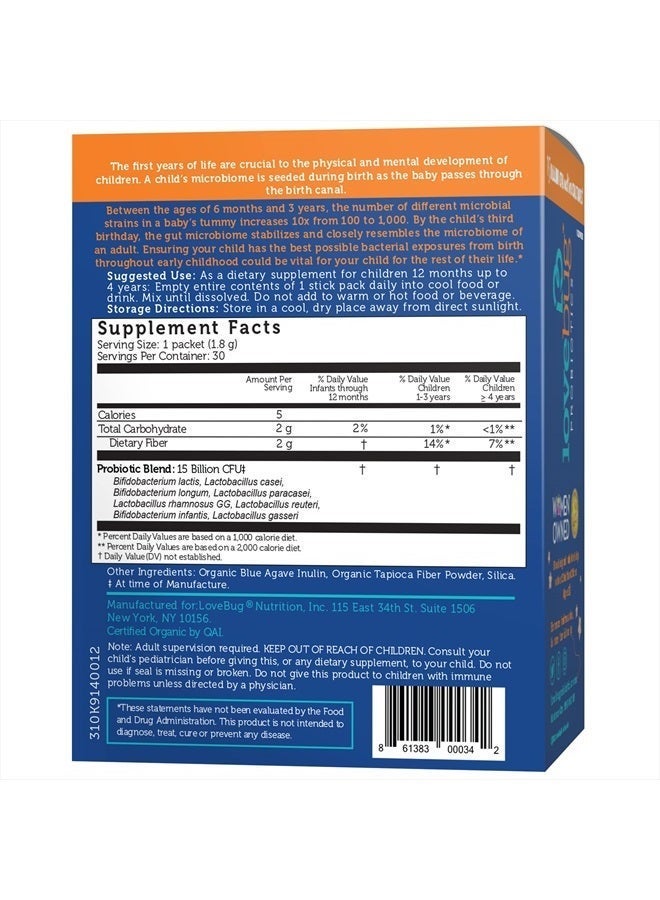 LoveBug Probiotics Award Winning Probiotics | Constipation & Stomach Discomfort | Softer Bowel Movements | Easy-to-Take Powder | Ages 12 Months to 4 Years | 30 Packets - Image 4