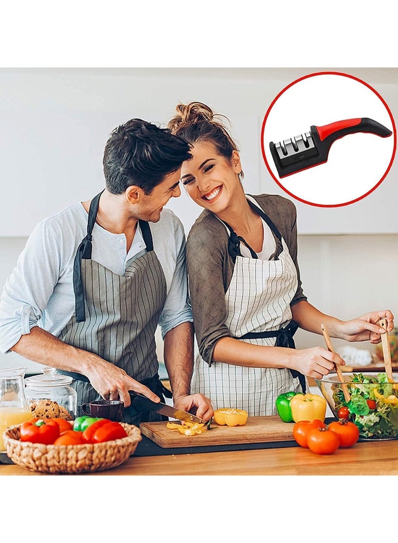 2Pcs 3 in 1 Knife Sharpener with Easy-Grip Handle and Non-Slip Rubber Base, 3-Stage Sharpening Tool forAll Types of Ceramic Knives and Steel Knives - Image 3