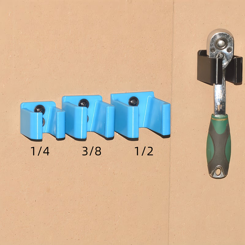 Blue Utility Shelf for 3 8 Inch Ratchet Wrenches Easy Setup Storage Holder - Image 3