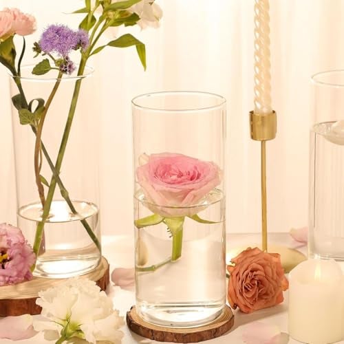 Incrizma Glass Cylinder Vases 20 cm Tall Clear Flower Vases for Centerpieces Wedding Decoration, Hurricane Floating Candle Holder for Party Table Home Decor(20 cm) - Image 3