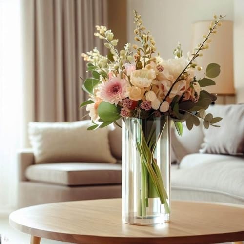 Incrizma Glass Cylinder Vases 20 cm Tall Clear Flower Vases for Centerpieces Wedding Decoration, Hurricane Floating Candle Holder for Party Table Home Decor(20 cm) - Image 4