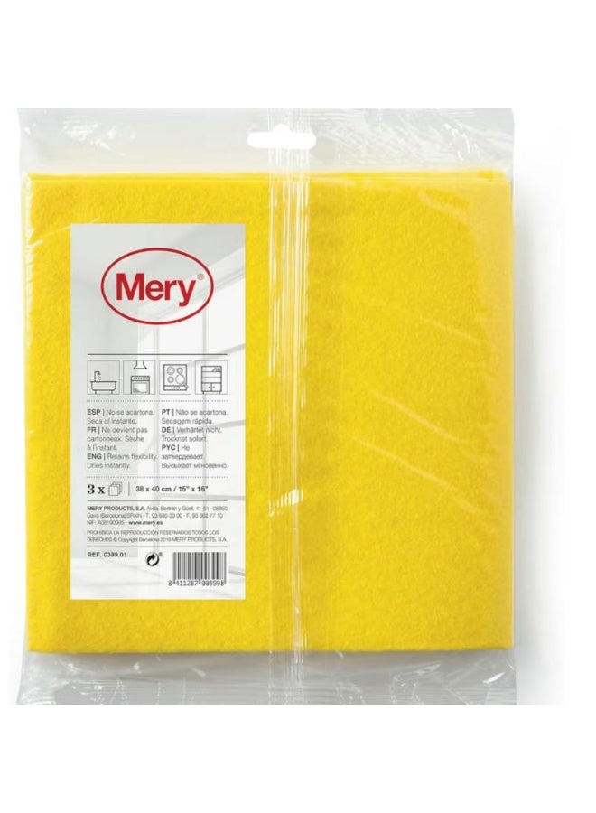 Mery مناشف تنظيف متعددة الاستخدامات من ميري ٣ قطع – لون أصفر بنقشة ليمون تري | قماش ناعم عالي الامتصاص 0399.01 - Image 5