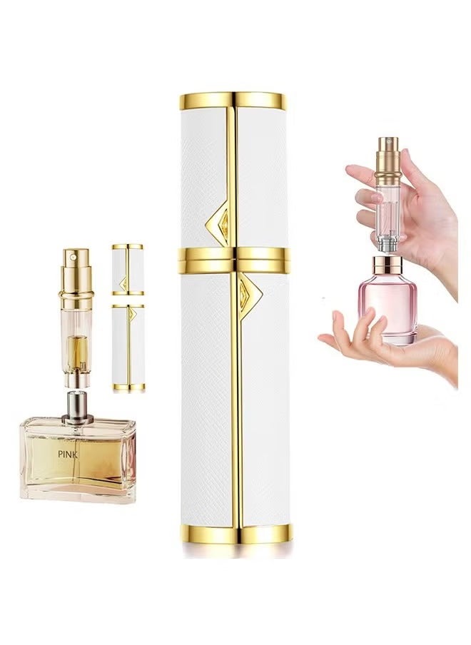 Arabest Perfume Bottles Empty Refill, Perfume Atomizer, Refillable Portable Mini Perfume Atomizer, Perfume Spray bottle Atomizer for Travel, Leaking Proof, Luxury Leather, 5ml (White)  - Image 1