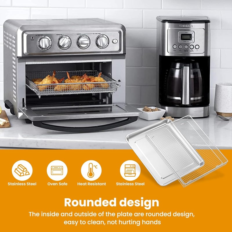 SettleDown Stainless Steel Baking Tray Pan and Air Fryer Basket Compatible with Cuisinart Airfryer TOA-060 and TOA-065，for Convection Toaster Oven (with Cuisinart Airfryer TOA-060 and TOA-065) - Image 2