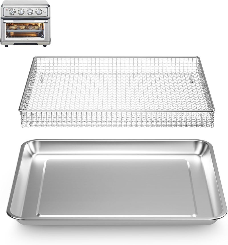 SettleDown Stainless Steel Baking Tray Pan and Air Fryer Basket Compatible with Cuisinart Airfryer TOA-060 and TOA-065，for Convection Toaster Oven (with Cuisinart Airfryer TOA-060 and TOA-065) - Image 1