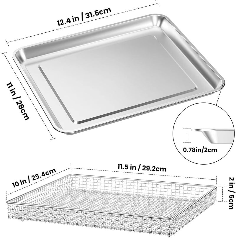 SettleDown Stainless Steel Baking Tray Pan and Air Fryer Basket Compatible with Cuisinart Airfryer TOA-060 and TOA-065，for Convection Toaster Oven (with Cuisinart Airfryer TOA-060 and TOA-065) - Image 4