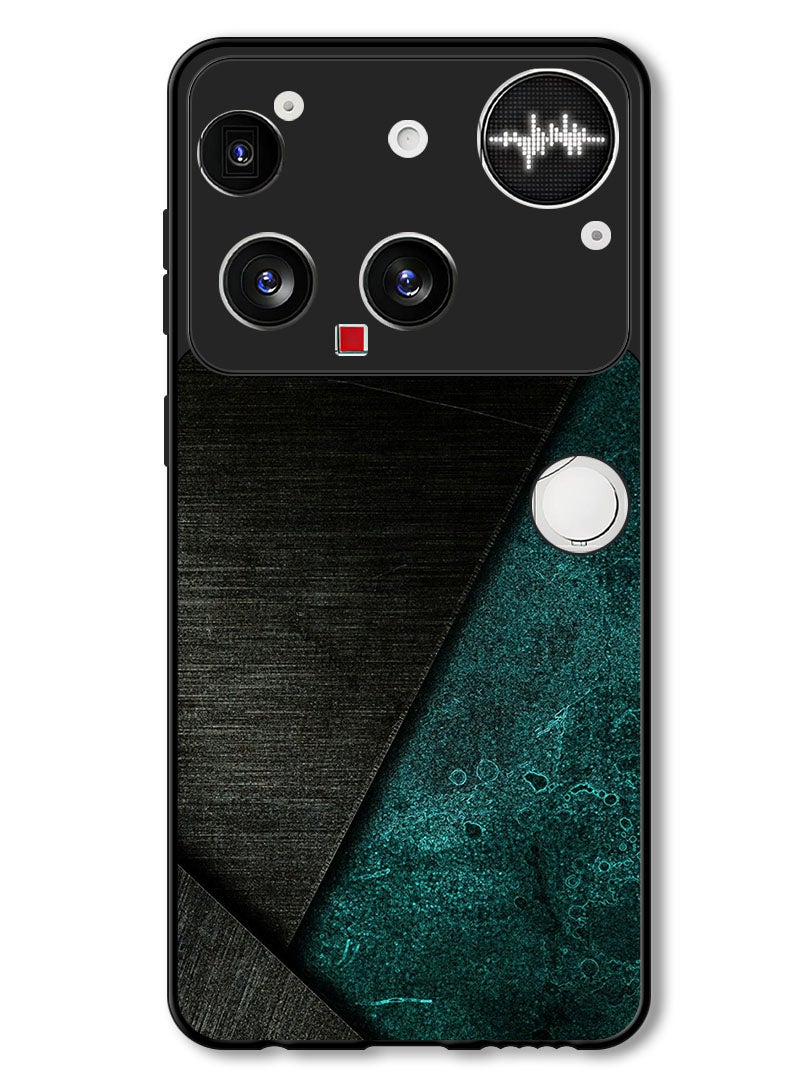 Theodor Case Compatible with Nothing Phone (3) 6.67 Inch Protection Shockproof Bumper Cover Black Dark Green Pattern - Image 1