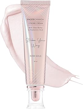 FACES CANADA Strobe Cream Rose Gold 30ml Primer Highlighter Moisturizer Shea Butter Hyaluronic Acid Intense Hydration Flawless Radiant Dewy Skin Illuminating Glowing Makeup Base - Image 1