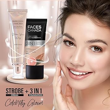 FACES CANADA Strobe Cream Rose Gold 30ml Primer Highlighter Moisturizer Shea Butter Hyaluronic Acid Intense Hydration Flawless Radiant Dewy Skin Illuminating Glowing Makeup Base - Image 4