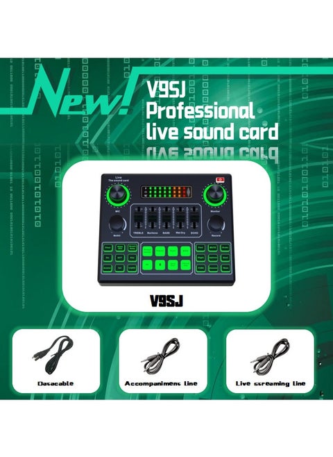 بطاقة الصوت المباشر V9SJ، خلاط الصوت، بطاقة تغيير الصوت للبث المباشر مع تأثيرات صوتية متعددة، لجهاز PS4/الهاتف/iPad/الكمبيوتر، البث المباشر