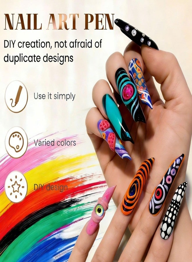 AGUPPO 12 Colors Nail Art Pens Set, 2026 New Nail Marker,Drawing Painting Pen For Nail Art, Suitable For Nail Art, Nail Painting, And Artistic Decorations Suitable For Everyone - Image 2