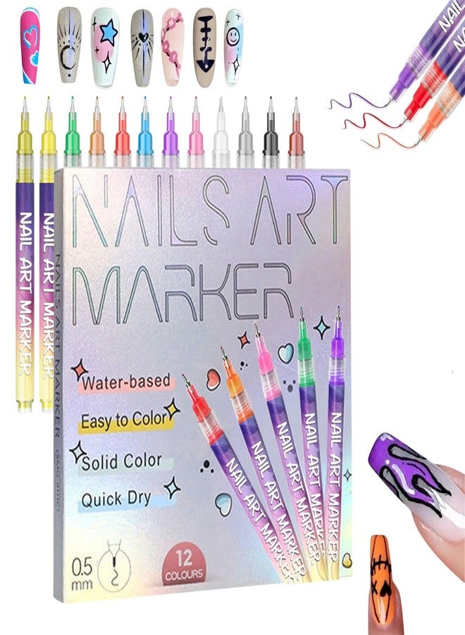 AGUPPO 12 Colors Nail Art Pens Set, 2026 New Nail Marker,Drawing Painting Pen For Nail Art, Suitable For Nail Art, Nail Painting, And Artistic Decorations Suitable For Everyone - Image 1