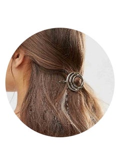 Yheakne Boho Circle Hair Clip Silver Hair Barrette Pin Vintage Round Barrette Hairclip Decorative Bobby Pin Geometric Hair Accessories For Women And Girls (Silver)  - Image 1