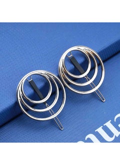 Yheakne Boho Circle Hair Clip Silver Hair Barrette Pin Vintage Round Barrette Hairclip Decorative Bobby Pin Geometric Hair Accessories For Women And Girls (Silver)  - Image 5