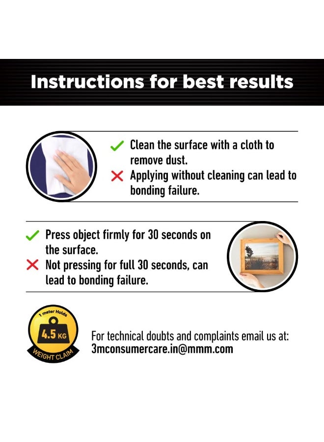 Scotch Double Sided Tape by 3M (1m holds 4.5Kgs) for indoor hanging applications (Photo frames, Mirrors, Key Holders, Car Interiors, Extension Boards, Wall decoration, etc)(L: 3m, W: 24mm), White - Image 2