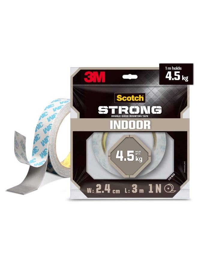 Scotch Double Sided Tape by 3M (1m holds 4.5Kgs) for indoor hanging applications (Photo frames, Mirrors, Key Holders, Car Interiors, Extension Boards, Wall decoration, etc)(L: 3m, W: 24mm), White - Image 5