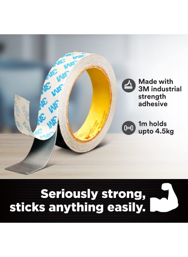 Scotch Double Sided Tape by 3M (1m holds 4.5Kgs) for indoor hanging applications (Photo frames, Mirrors, Key Holders, Car Interiors, Extension Boards, Wall decoration, etc)(L: 3m, W: 24mm), White - Image 3