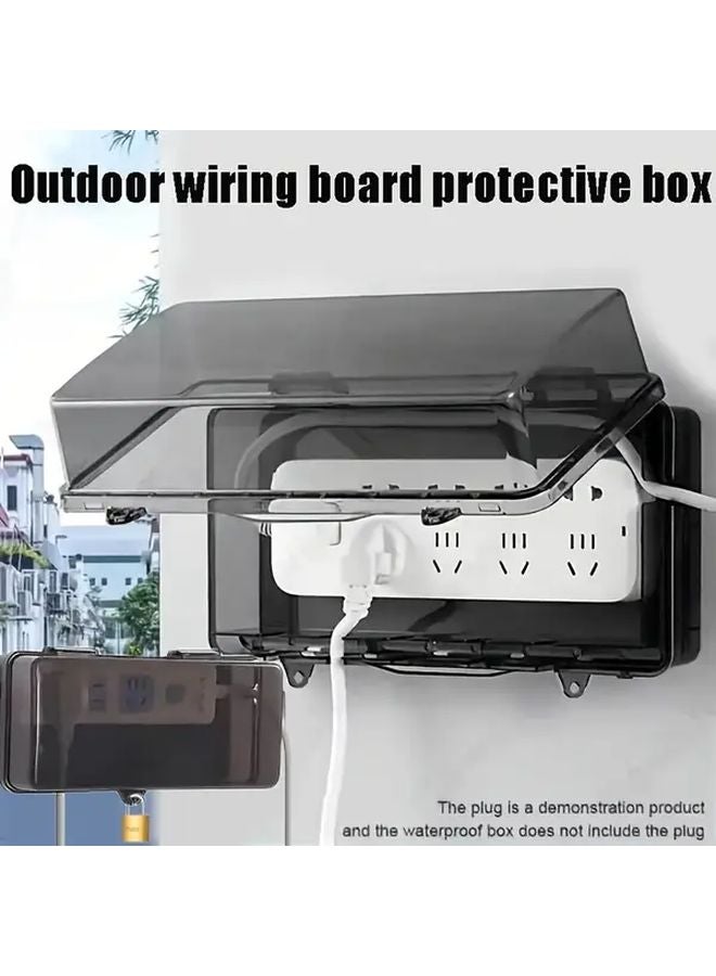 صندوق كهرباء خارجي ثقيل من مادة ABS، أسود مقاوم للرياح، مضاد للغبار، مقاوم للمطر، خزانة مثبتة على الحائط مع 6 مآخذ كهربائية - Image 3