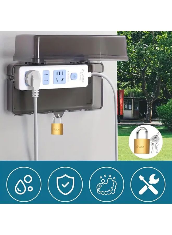 صندوق كهرباء خارجي ثقيل من مادة ABS، أسود مقاوم للرياح، مضاد للغبار، مقاوم للمطر، خزانة مثبتة على الحائط مع 6 مآخذ كهربائية - Image 4