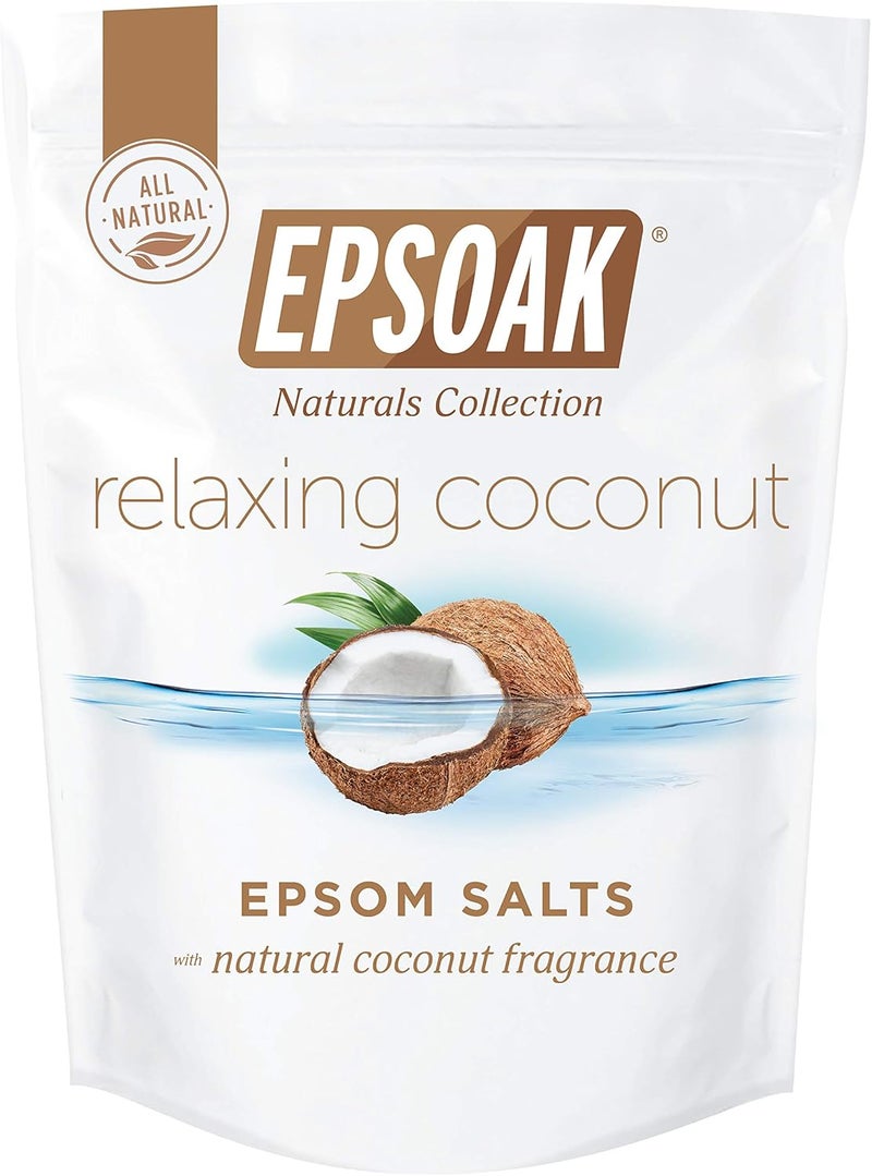 Epsoak Epsom Salt 2 lb Magnesium Sulfate USP Qty 1 x 2lb Bag Natural Coconut Scented Resealable Epsom Salt Bag Made in The USA CrueltyFree Certified