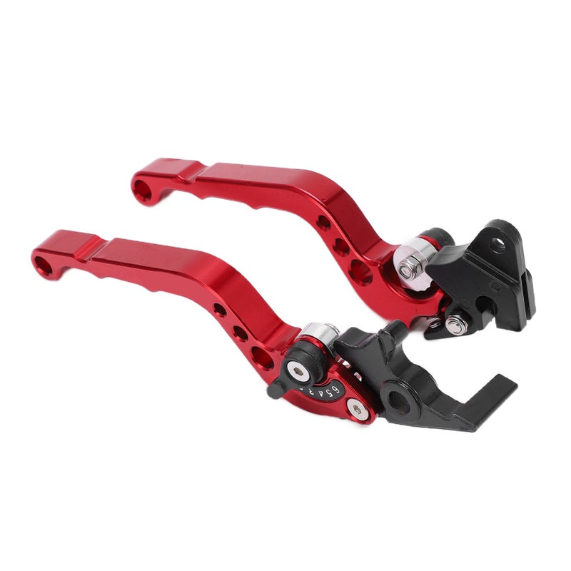 2PCS Motorcycle Brake Clutch Lever Handlebar Braking Device Adjustable Aluminium AlloyRed - Image 1