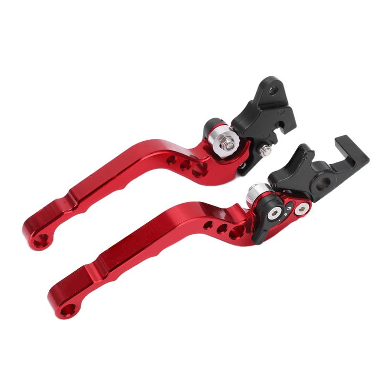 2PCS Motorcycle Brake Clutch Lever Handlebar Braking Device Adjustable Aluminium AlloyRed - Image 5