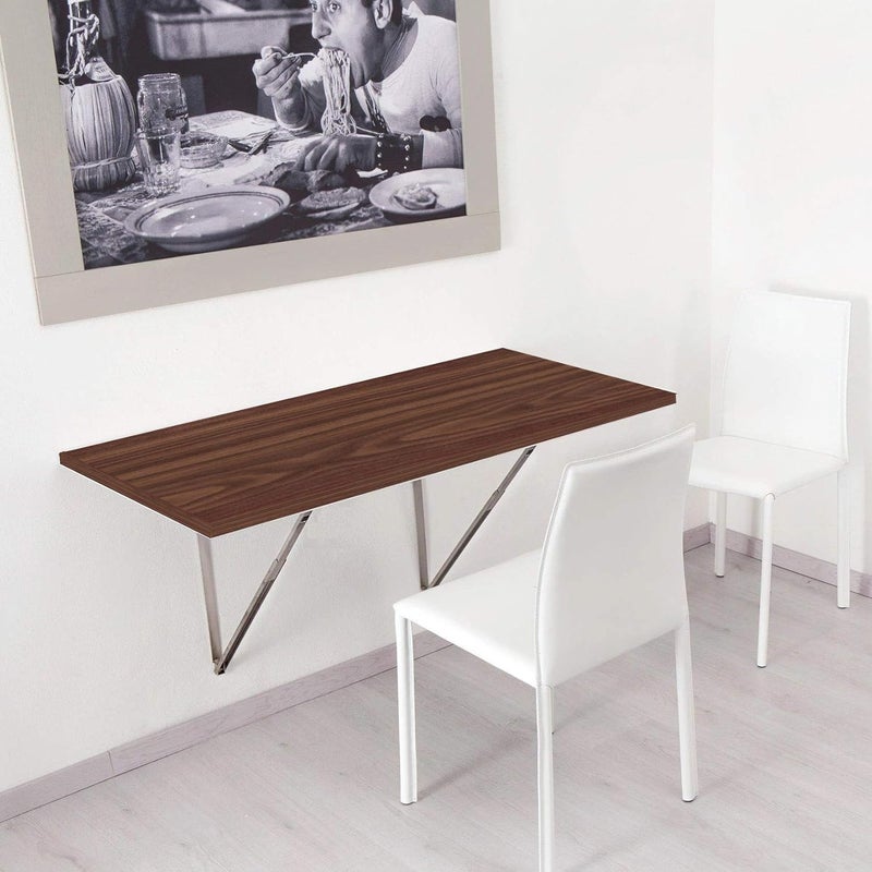 Compal Wall Mounted Table Wall Mount Table Folding Shelf Folding Wall Mounted Plywood Study Table Office Table Work Table Foldable Laptop Table Modern Brown 24X32 Inches - Image 4
