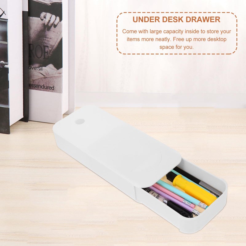 White Hidden Desk Storage Box with Multi Function Stationery Holder Organizer - Image 5