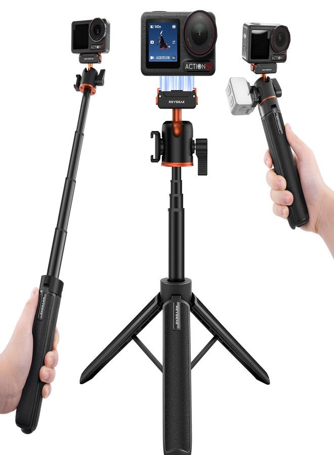 REYGEAK Magnetic Extension Tripod for DJI Osmo 360 Action 5 Pro/4/3,21’’ Adjustable Camera Stick Holder,with Cold Shoe,Quick Release Mount Adapter for DJI OSMO Action Accessories - Image 1