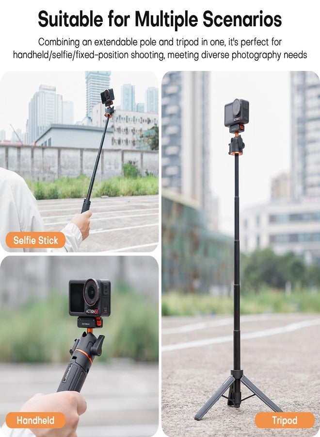 REYGEAK Magnetic Extension Tripod for DJI Osmo 360 Action 5 Pro/4/3,21’’ Adjustable Camera Stick Holder,with Cold Shoe,Quick Release Mount Adapter for DJI OSMO Action Accessories - Image 4