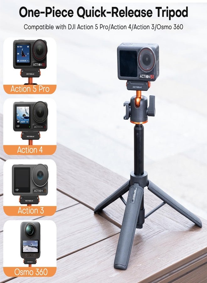 REYGEAK Magnetic Extension Tripod for DJI Osmo 360 Action 5 Pro/4/3,21’’ Adjustable Camera Stick Holder,with Cold Shoe,Quick Release Mount Adapter for DJI OSMO Action Accessories - Image 2