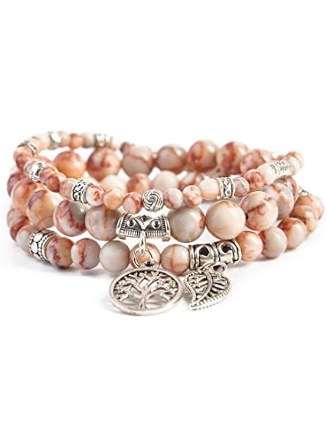 Arabest Tree of Life Yoga Healing Stone Bracelets,Multilayer Lotus Chakra Stone Reiki Bracelet Sets,Anxiety Crystal Natural Stone,for Women Stress Relief  - Image 1