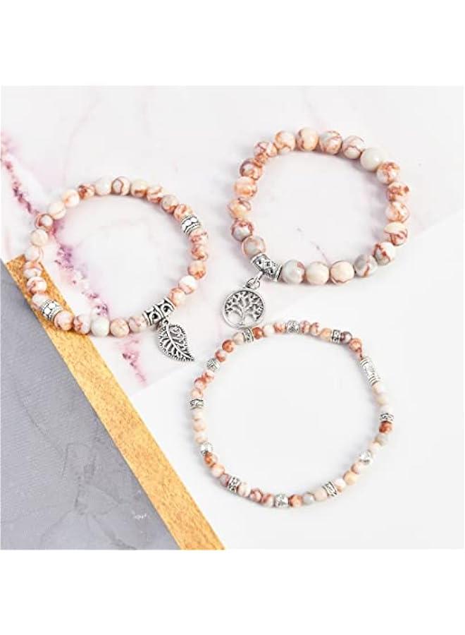 Arabest Tree of Life Yoga Healing Stone Bracelets,Multilayer Lotus Chakra Stone Reiki Bracelet Sets,Anxiety Crystal Natural Stone,for Women Stress Relief  - Image 3