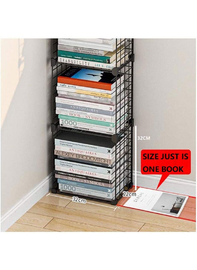 Generic - Corner Self Book Shelf Bookcase Metal Structure Easy Carry Easy Install (Black) - Image 1