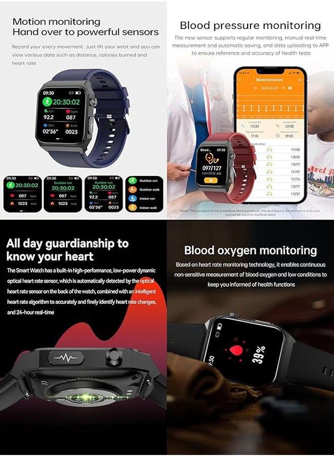 General Blood Pressure Watch, ECG Smart Watch, 1.91 Inch Men's Square Watch with 24/7 Body Temperature, Heart Rate, SpO2, Sleep, 50+ Sports Modes Android iOS Bracelet  - Image 3
