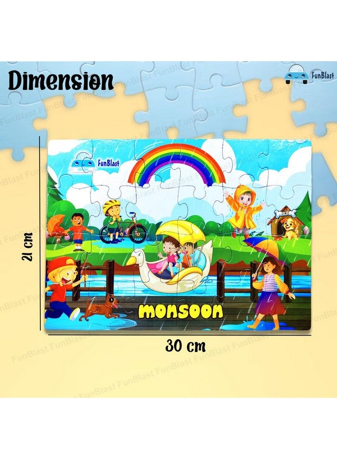 FunBlast Jigsaw Puzzles for Kids, 4 Seasons Jigsaw Puzzle for Kids, Floor Puzzle for Children, Learning and Educational Jigsaw Puzzle Toys, Set of 4-96 Pcs Puzzle (Multicolor, Size 30 X 22 CM) - Image 2