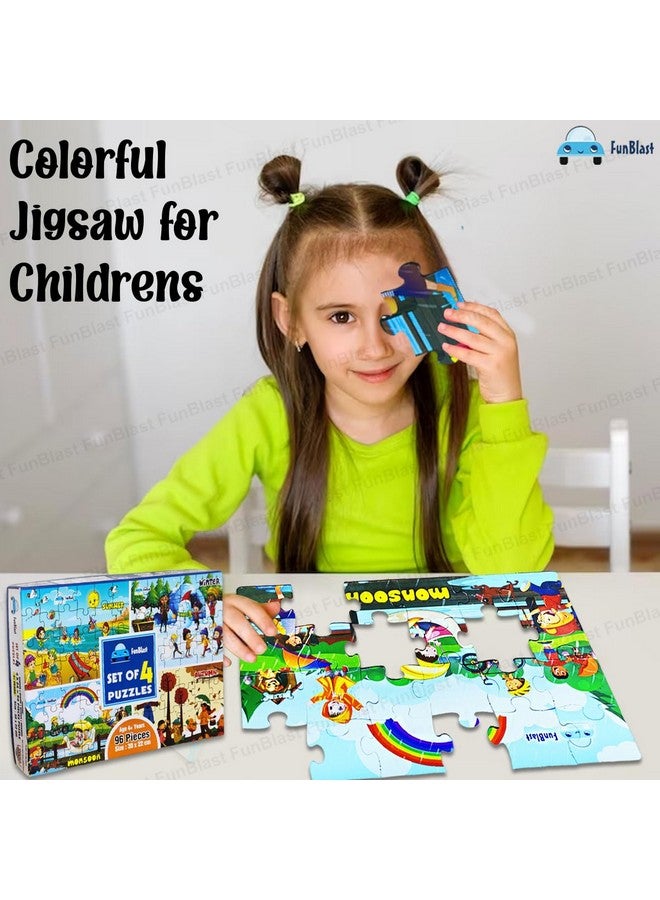 FunBlast Jigsaw Puzzles for Kids, 4 Seasons Jigsaw Puzzle for Kids, Floor Puzzle for Children, Learning and Educational Jigsaw Puzzle Toys, Set of 4-96 Pcs Puzzle (Multicolor, Size 30 X 22 CM) - Image 4