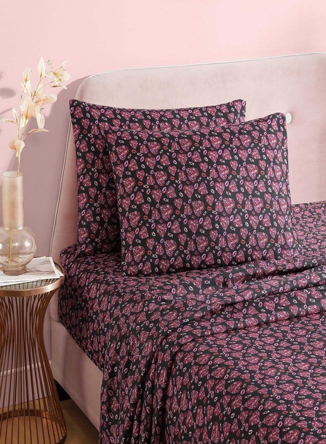 بتسي جونسون بيتسي جونسون - ملاءات سرير مفردة، طقم مفروشات مع غطاء وسادة مطابق، مطاطية بالكامل، مقاومة للبهتان والتجاعيد، أساسيات السكن الجامعي (لون أحمر شفاه بيتسي الوردي) - Image 3