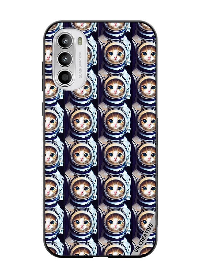 VR CREATIVE - Protective Case Cover For Motorola Moto G82 Cat Face Inside Astronauts Helmet Pattern Design Multicolour - Image 1