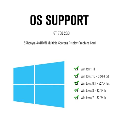 SRhonyra GT 730 2GB DDR3 4 شاشات HDMI بطاقة فيديو لأجهزة الكمبيوتر المكتبية، 64 بت تدعم إعداد U3D رباعي لشاشات متعددة - Image 4