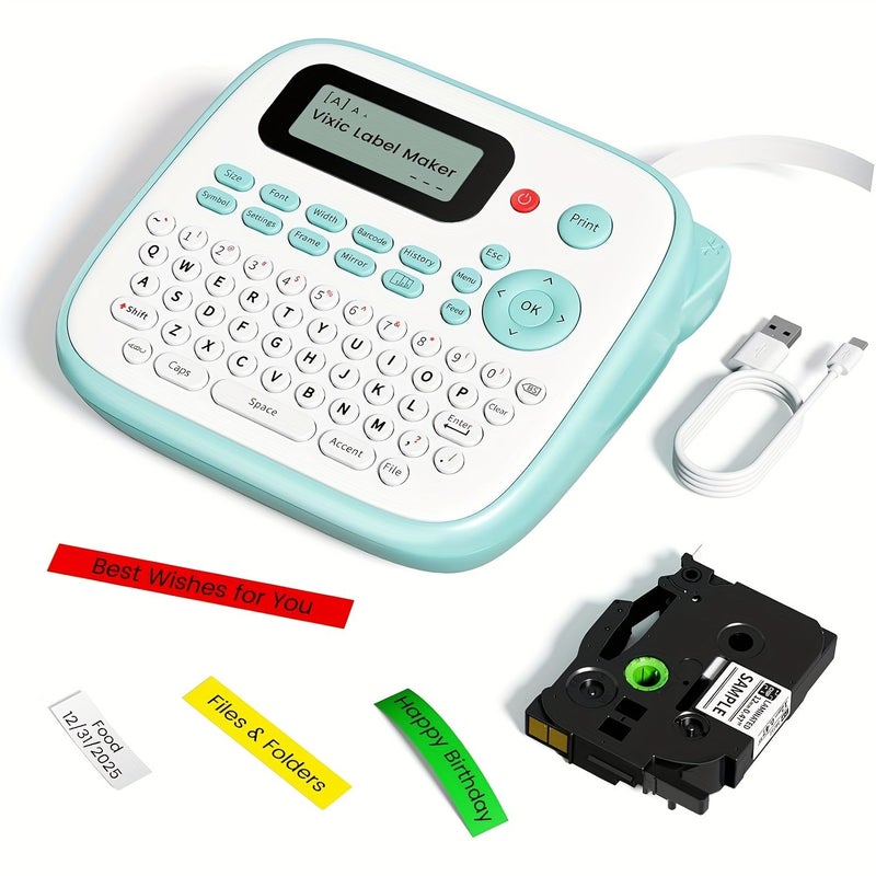 D210S Portable Label Maker Machine with Pink Qwerty Keyboard Lcd Screen 600 Symbols Mini Label Printer Compatible D Like Stickers Instant Printing Home Office Inventory Organization - Image 1