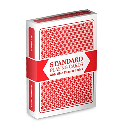 Brybelly Red Deck Wide Size Regular Index Plastic Coated Standard Playing Cards - Image 1