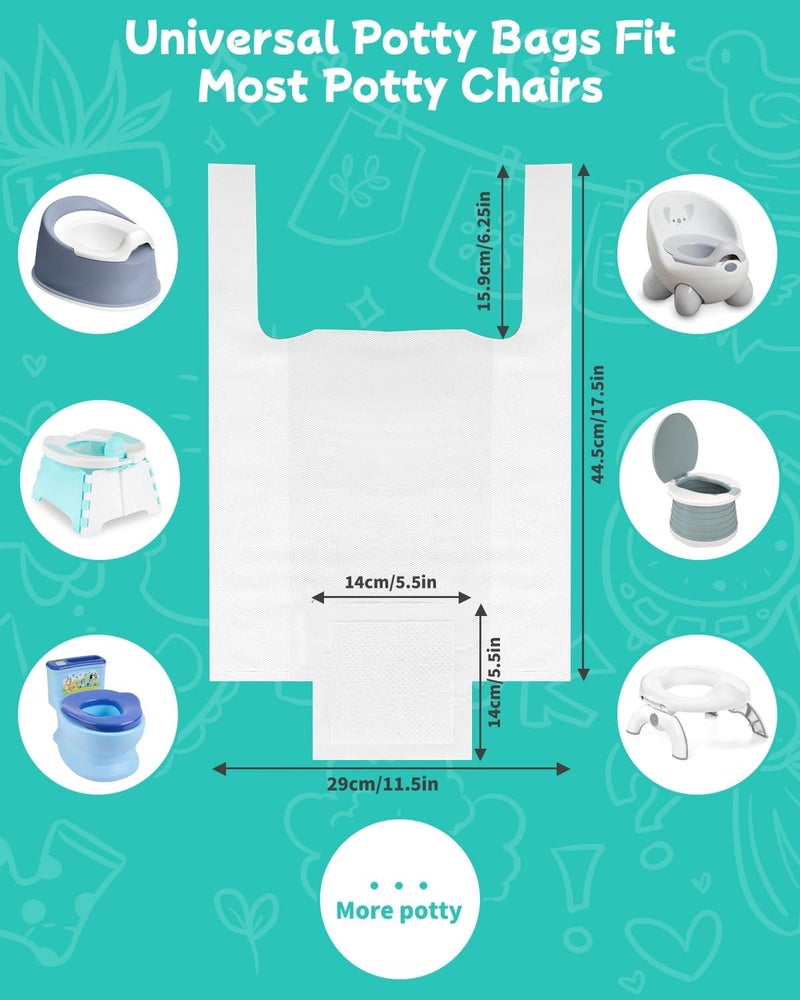 Newnice 36 Counts Disposable Potty Bags Portable Travel Potty Bags with Absorbent Pads Potty Liners Compatible with OXO Tot 2in1 Go Potty Potty Training Liners Fit Most Potty Chairs - Image 2