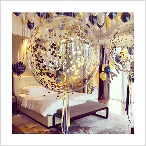 GXONE 36 Inch Jumbo Confetti Balloons, Giant Latex Balloon with Gold Confetti (Premium Helium Quality) Pkg/6 Latex glitter balloons for Party/Birthdays/Wedding/Festivals Christmas and Event Decorations - Image 4
