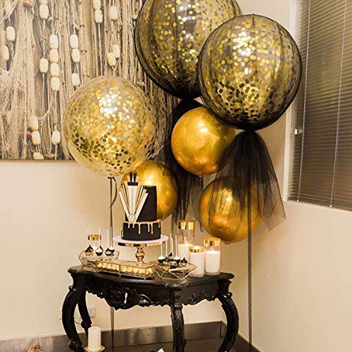 GXONE 36 Inch Jumbo Confetti Balloons, Giant Latex Balloon with Gold Confetti (Premium Helium Quality) Pkg/6 Latex glitter balloons for Party/Birthdays/Wedding/Festivals Christmas and Event Decorations - Image 3